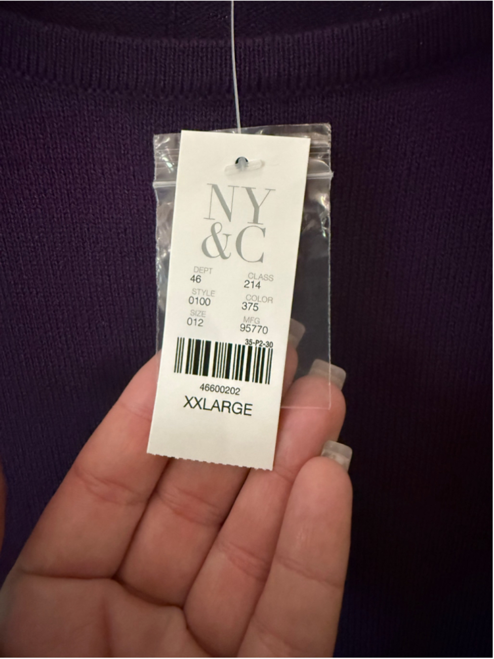 Women's New York & Company Purple Crew Neck Sweater, Size XXL - Picture 2 of 5